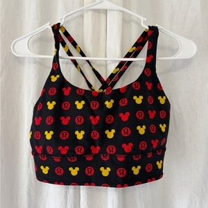 Lululemon x Disney Black Sports Bra with Red & Yellow Mickey Print